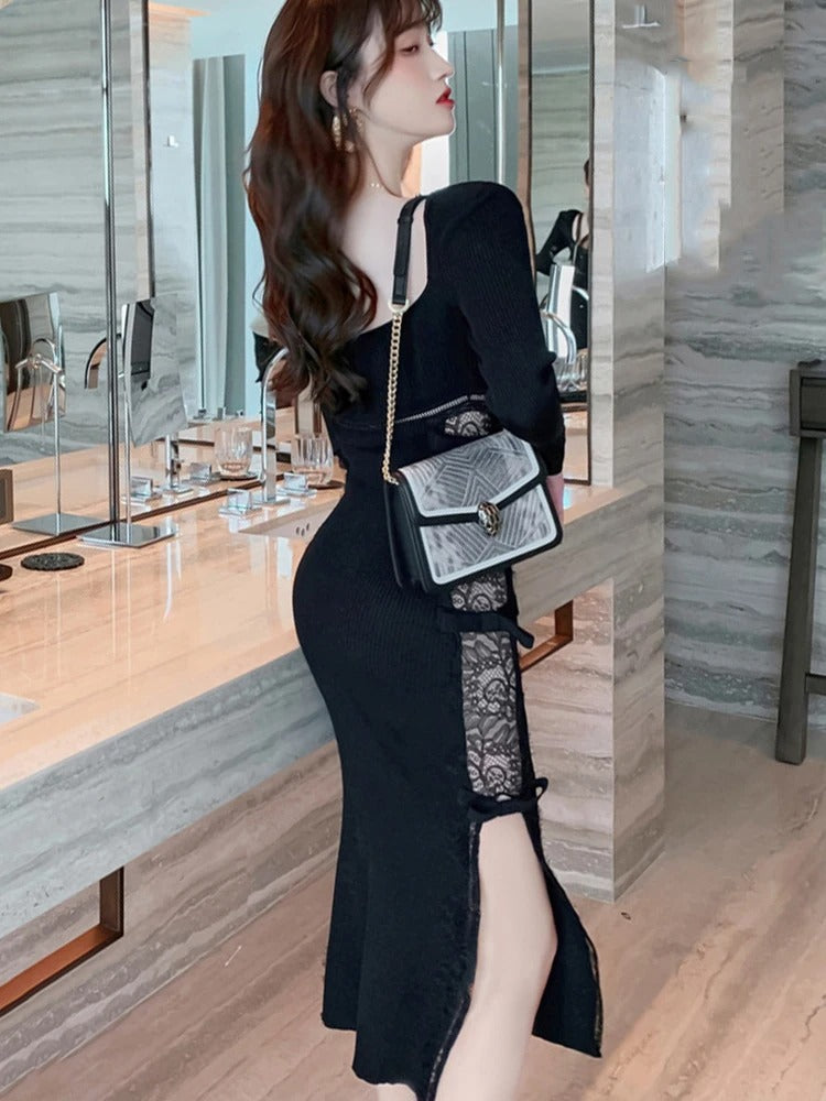 Women Midi Dress Fashion Elegant Sexy