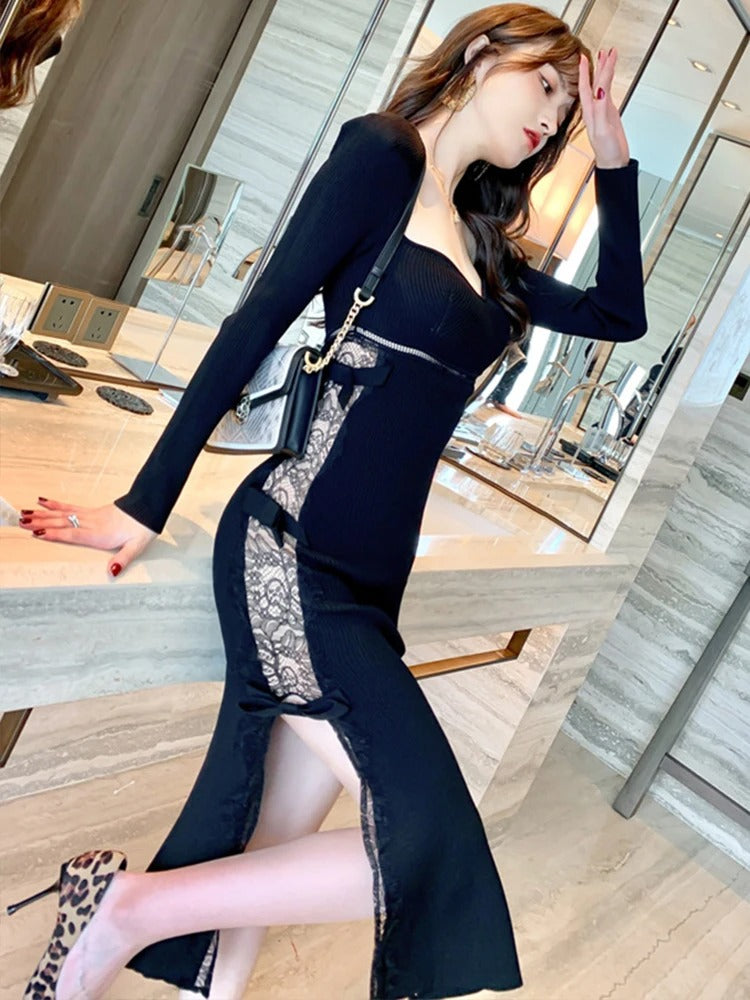 Women Midi Dress Fashion Elegant Sexy