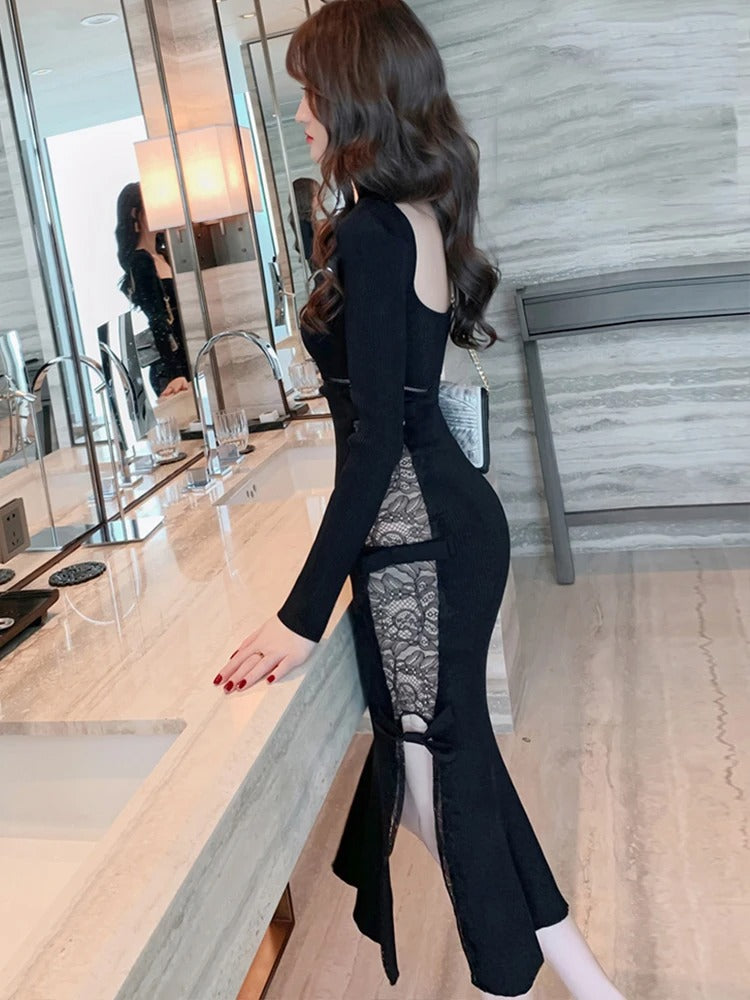 Women Midi Dress Fashion Elegant Sexy