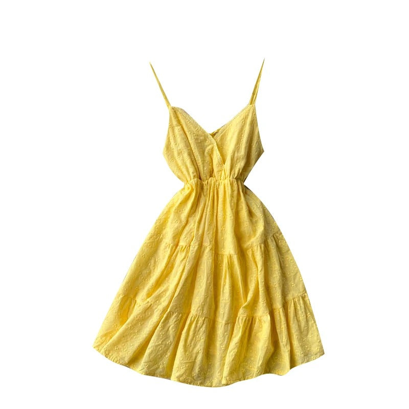 Summer Solid Sweet Lace Short Dress